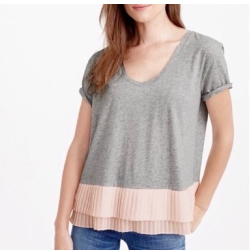 J.Crew - Pleated Chiffon Hem T Shirt
